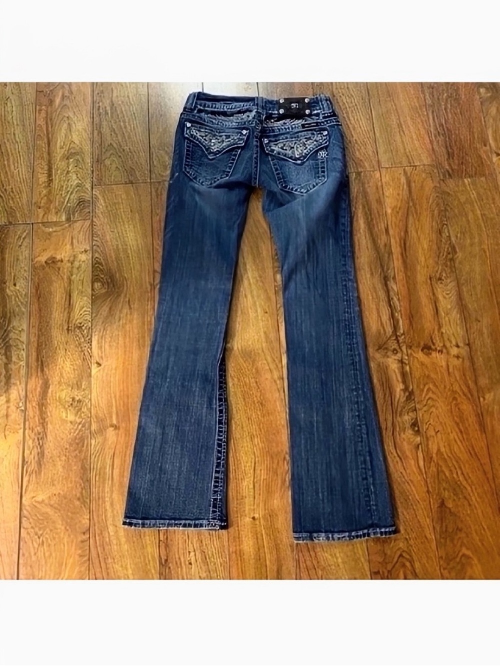 Gorgeous Vintage Y2K Miss Me Boot Jeans With Embellished Pockets 33” Inseam